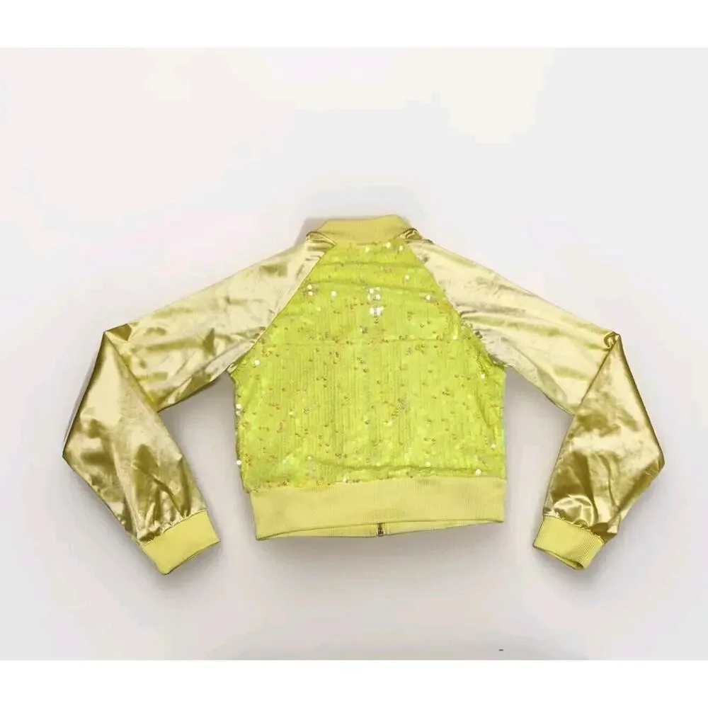 Balera Dancewear Kid's Sequin Jacket Size MA Long Sleeve Neon Yellow